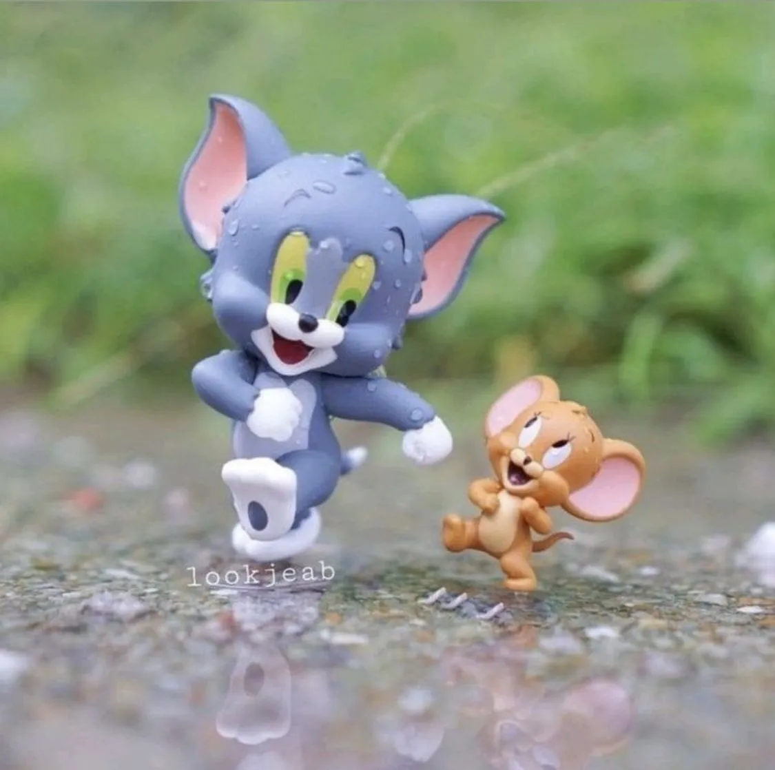 Realistic Tom and Jerry Figures in a Natural Outdoor Scene