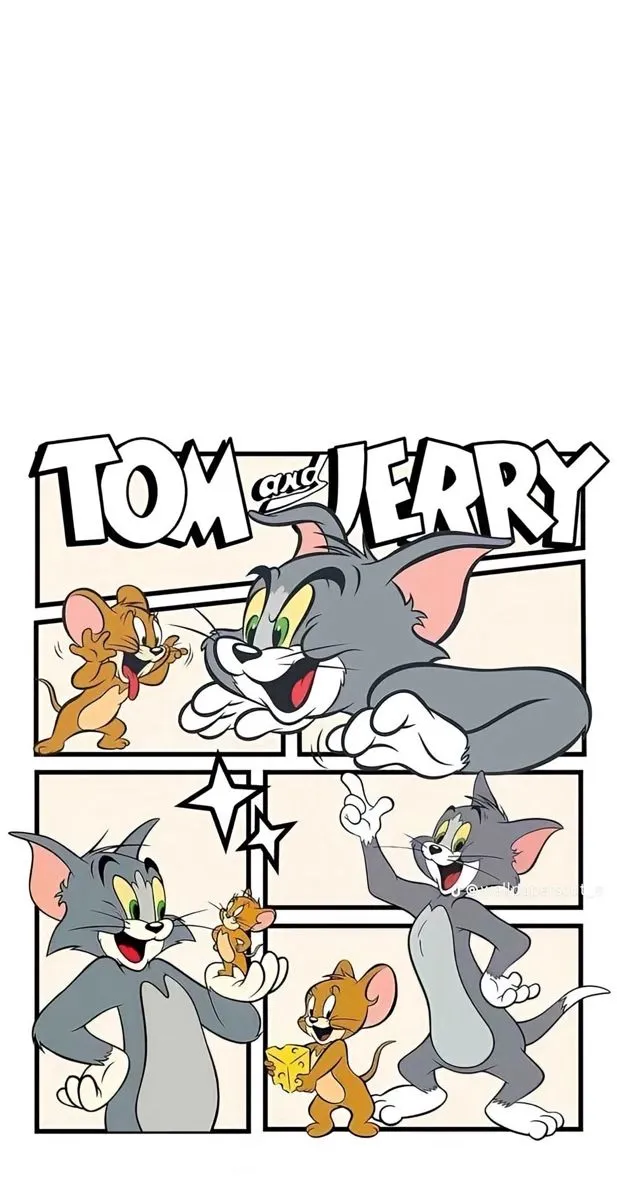 Tom and Jerry Black and White Cartoon Strip Style Image