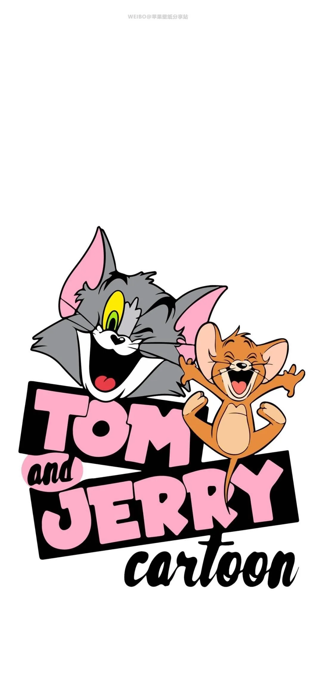 Tom and Jerry Cartoon Logo in White and Pink Birthday Style