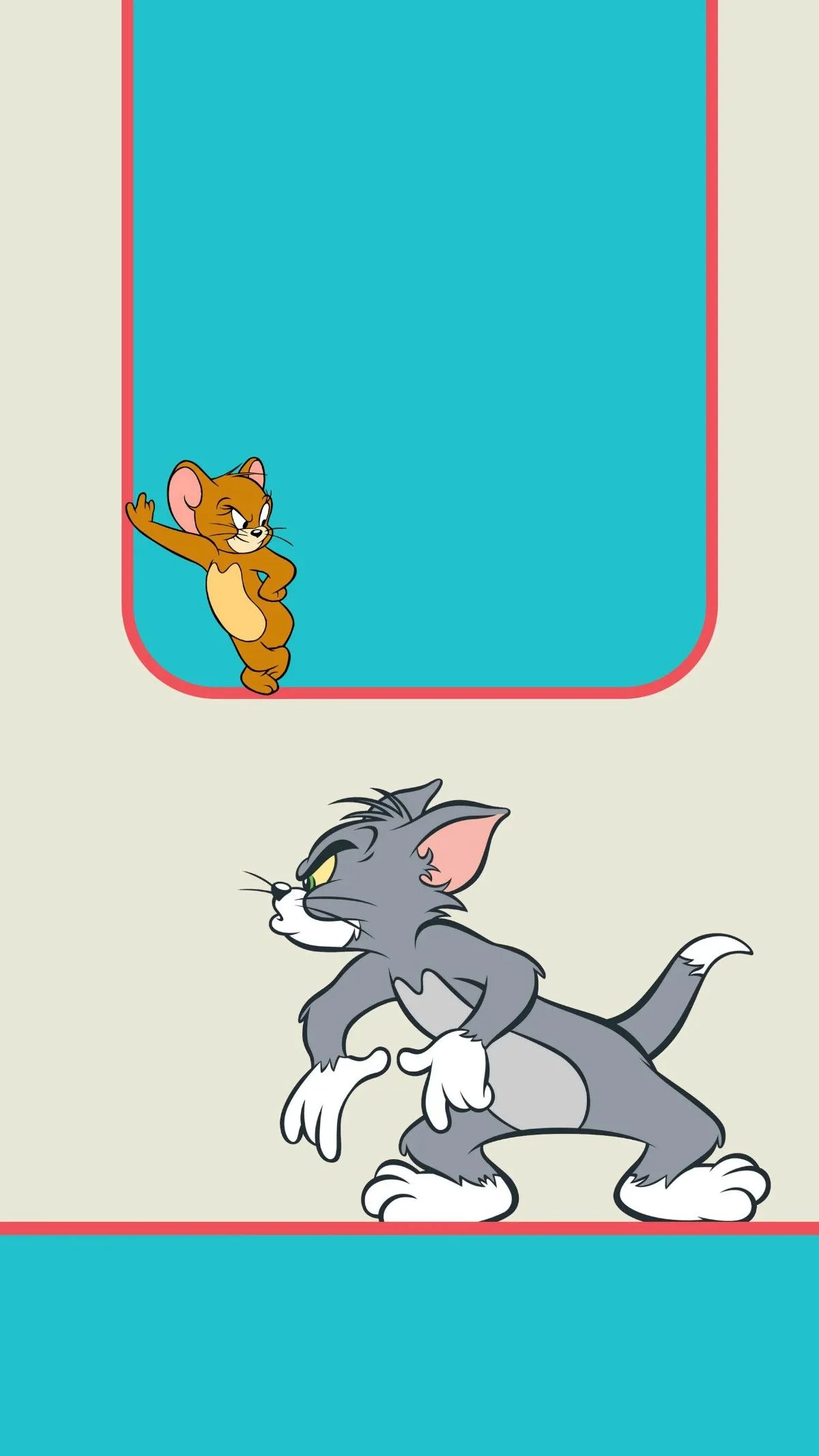 Tom and Jerry Cartoon with Minimalist Blue and Gray Theme