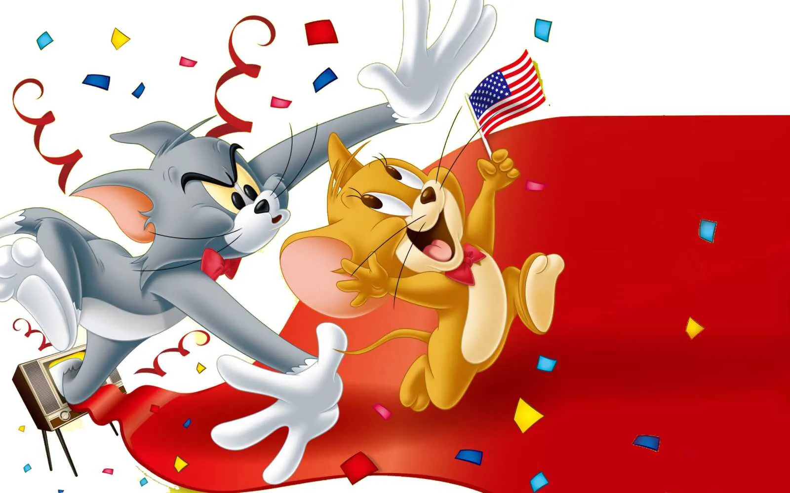 Tom and Jerry Celebrating Confetti and Party Hats Cartoon