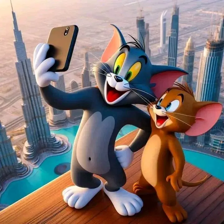 Tom and Jerry Celebrating Together in a Party Cartoon Scene