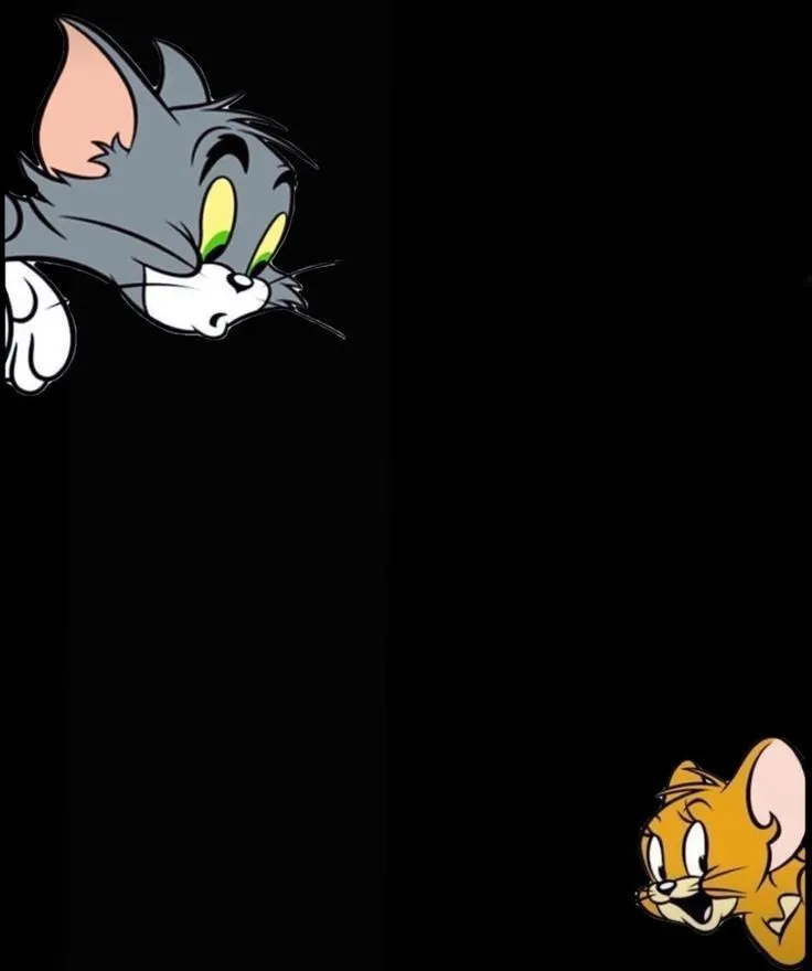 Tom and Jerry chasing each other on black background