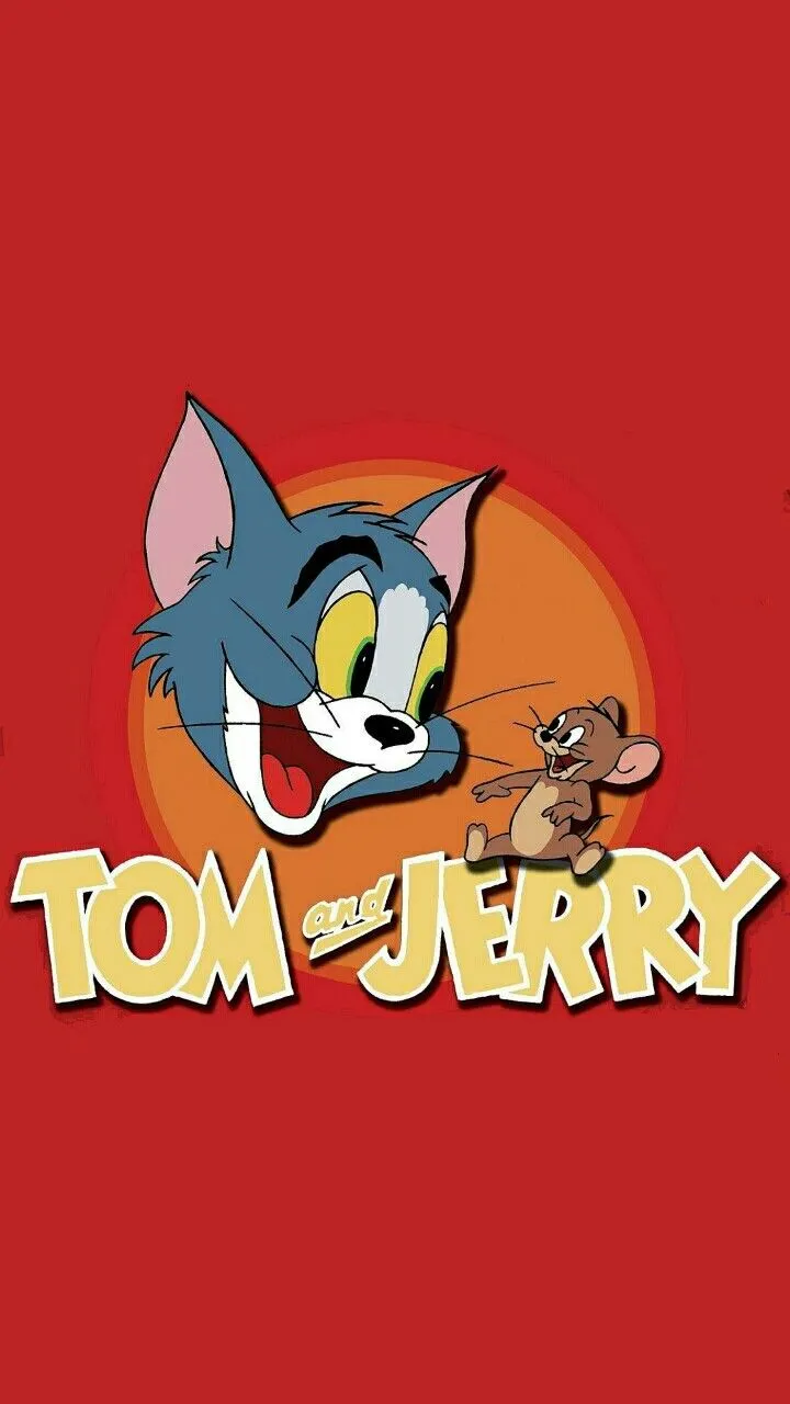 Tom and Jerry Classic Logo on a Solid Red Background