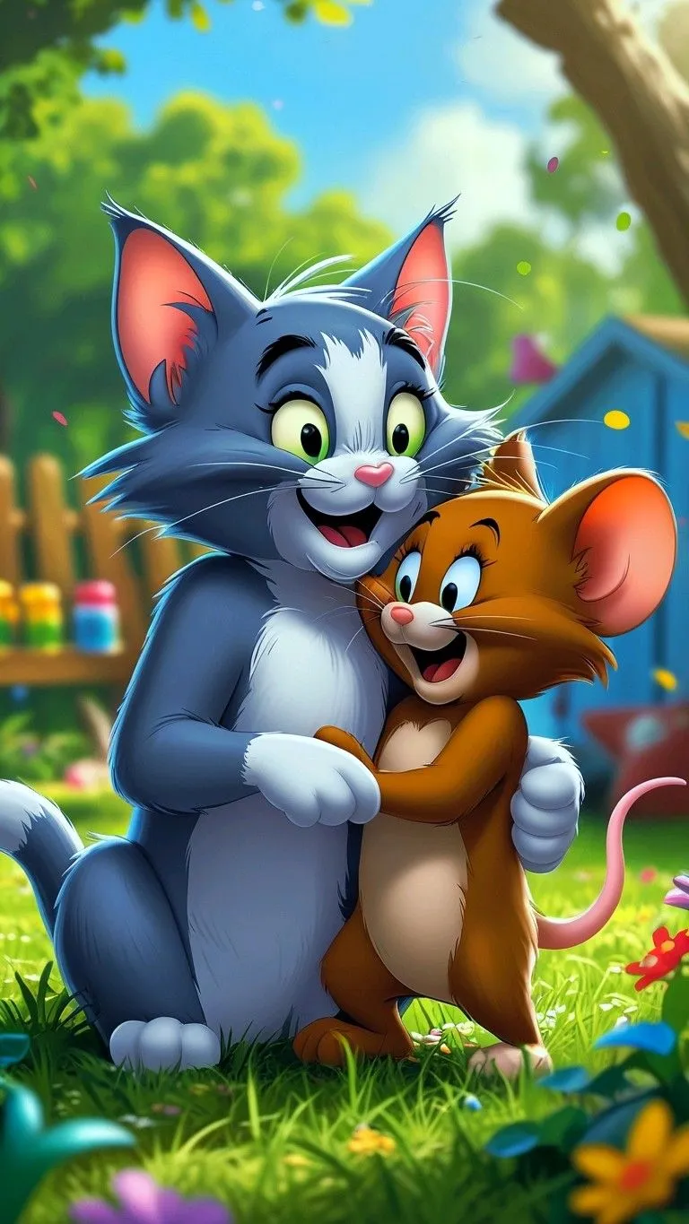 Tom and Jerry Enjoying a Sunny Day in the Park wallpaper