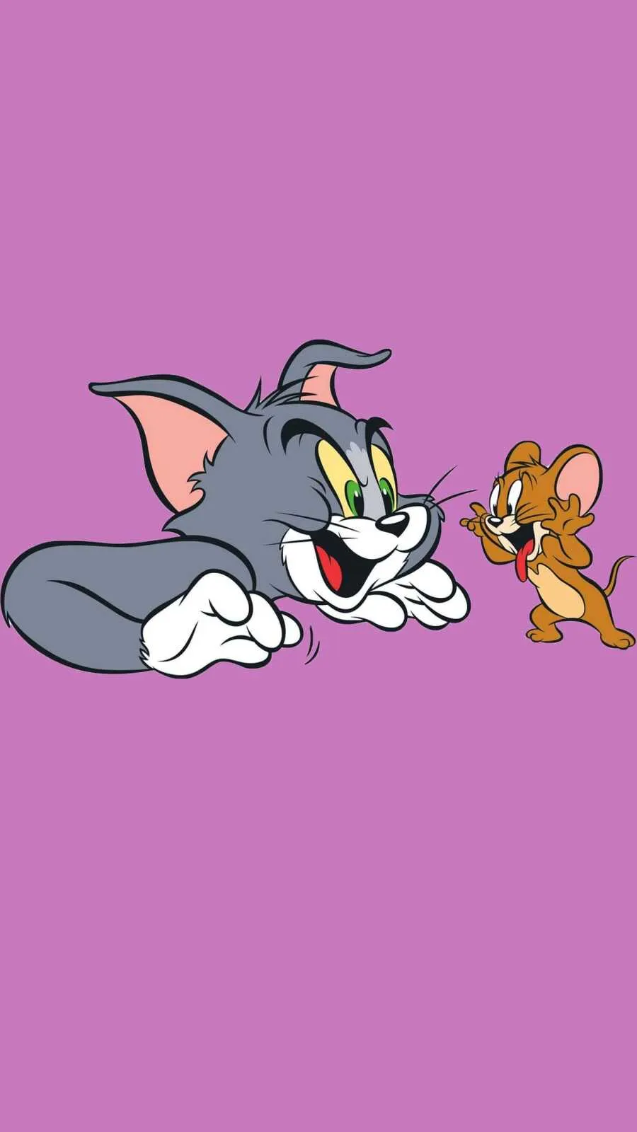Tom and Jerry Friendly Pose on a Light Purple Backdrop
