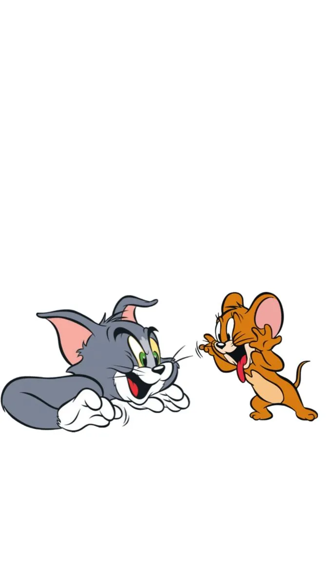 Tom and Jerry happily playing on white background wallpaper