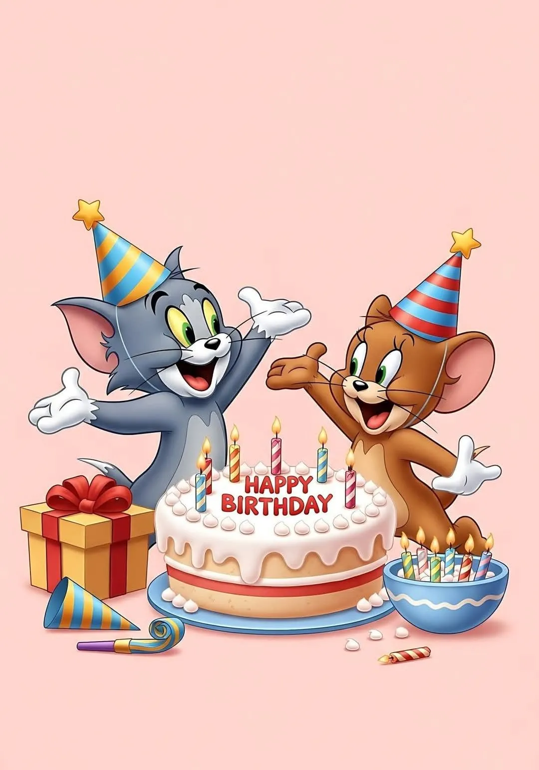 Tom and Jerry Having Ice Cream Together in Joyful Scene