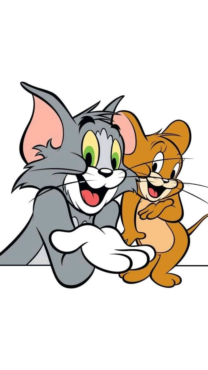 Tom and Jerry Hugging with a White Background Cartoon