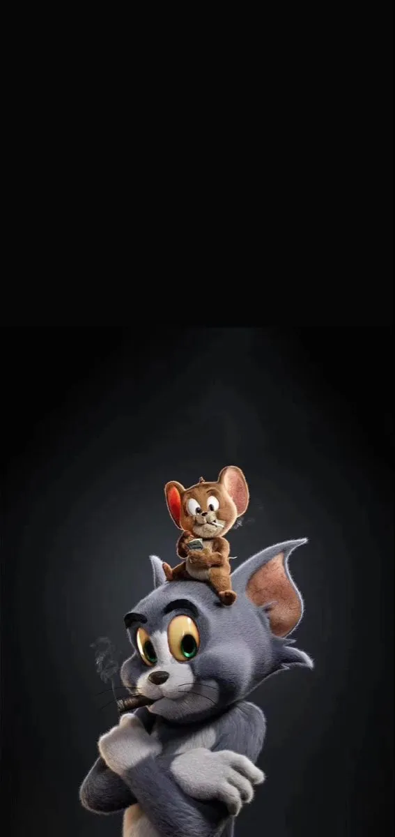 Tom and Jerry in a dark scene with soft lighting wallpaper