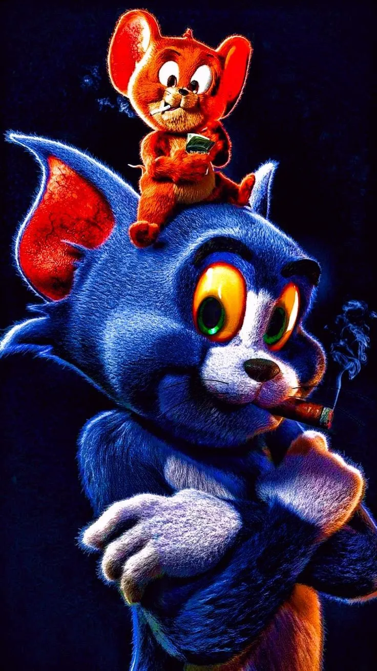 Tom and Jerry in Superhero Costumes with Blue Light