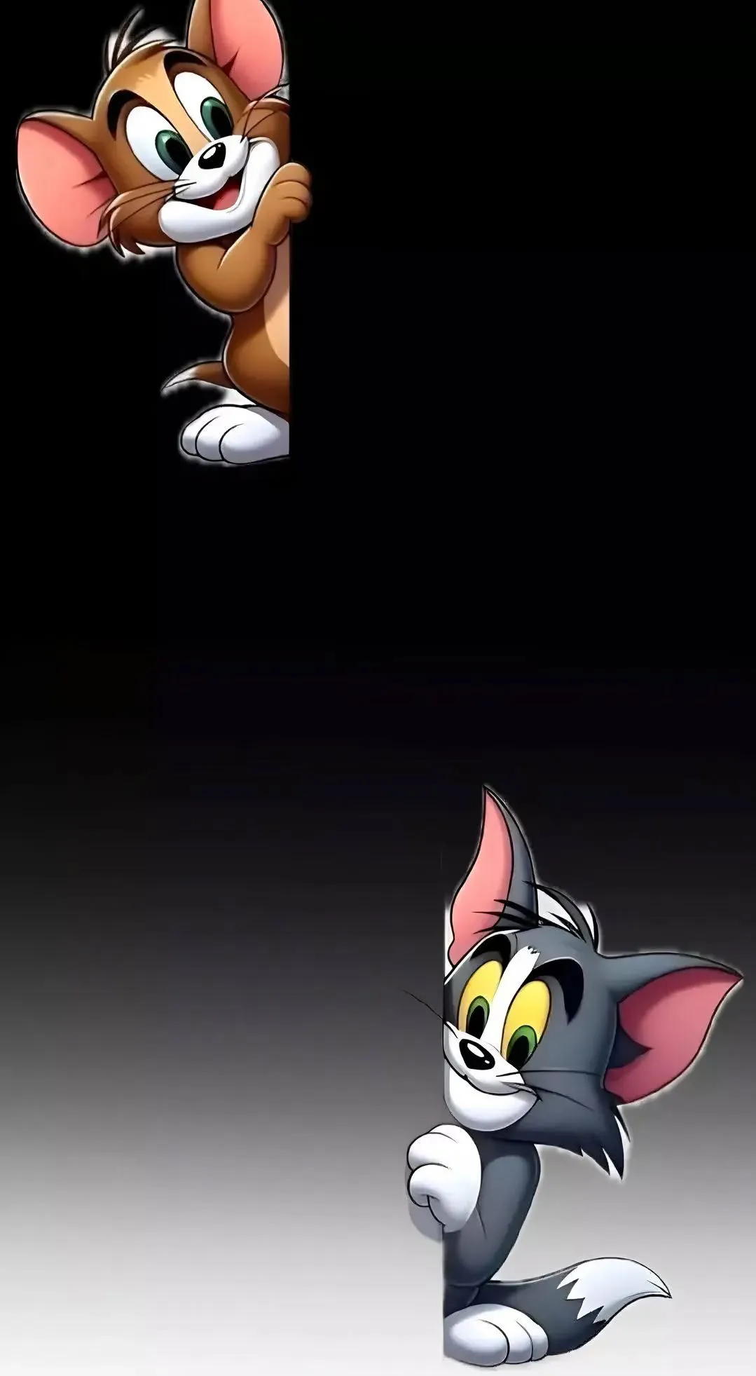Tom and Jerry in Vertical Split Image with Black Background