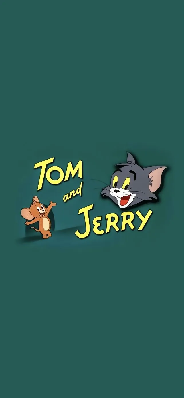 Tom and Jerry logo on green background standing wallpaper