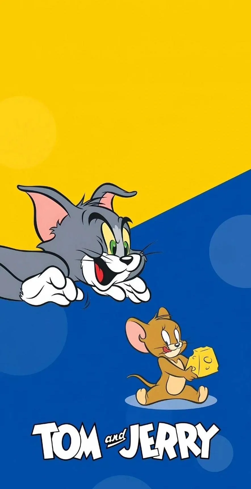 Tom and Jerry Logo with Bold Yellow and Blue Color Scheme