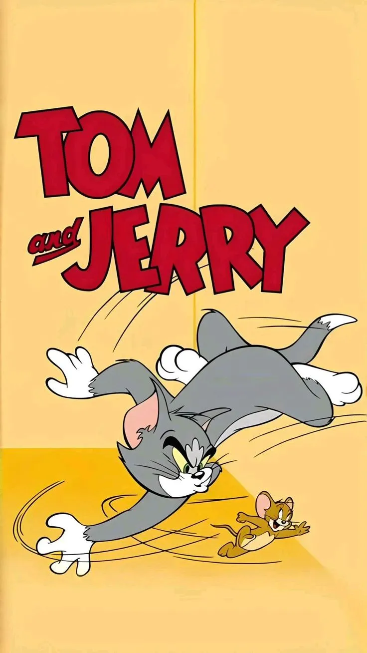 Tom and Jerry Logo with Bright Yellow and Orange Color
