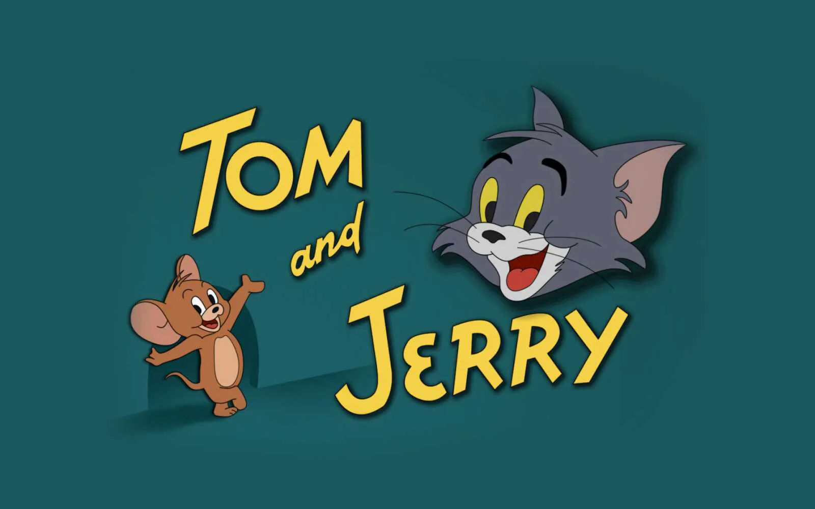 Tom and Jerry logo with characters relaxing on green field