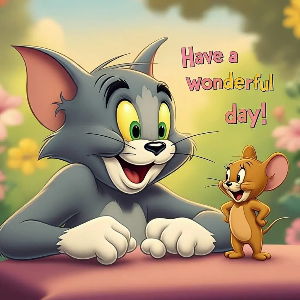 Tom and Jerry Lying Down Relaxed in a Cute Cartoon Scene