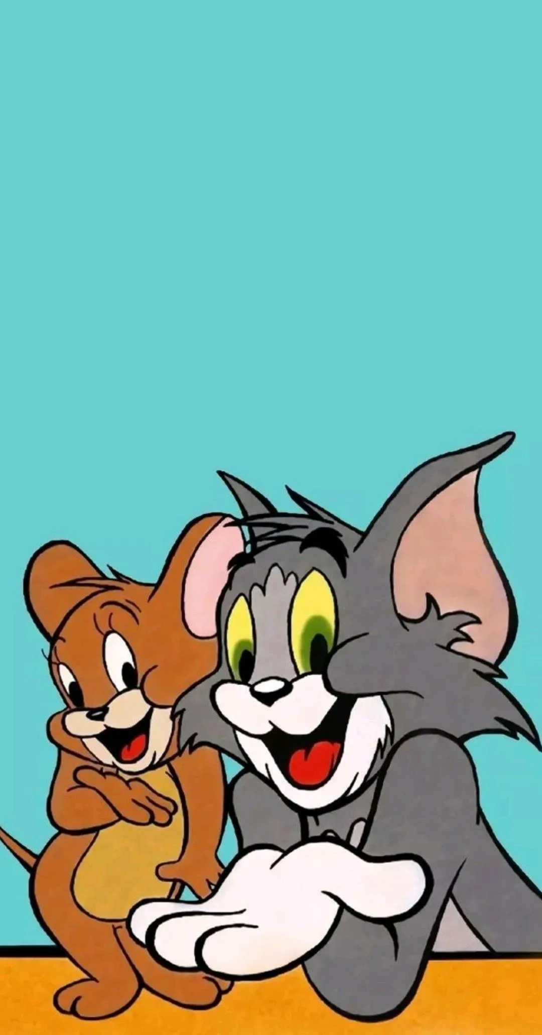 Tom and Jerry Peeking Around Corner in Playful Mood