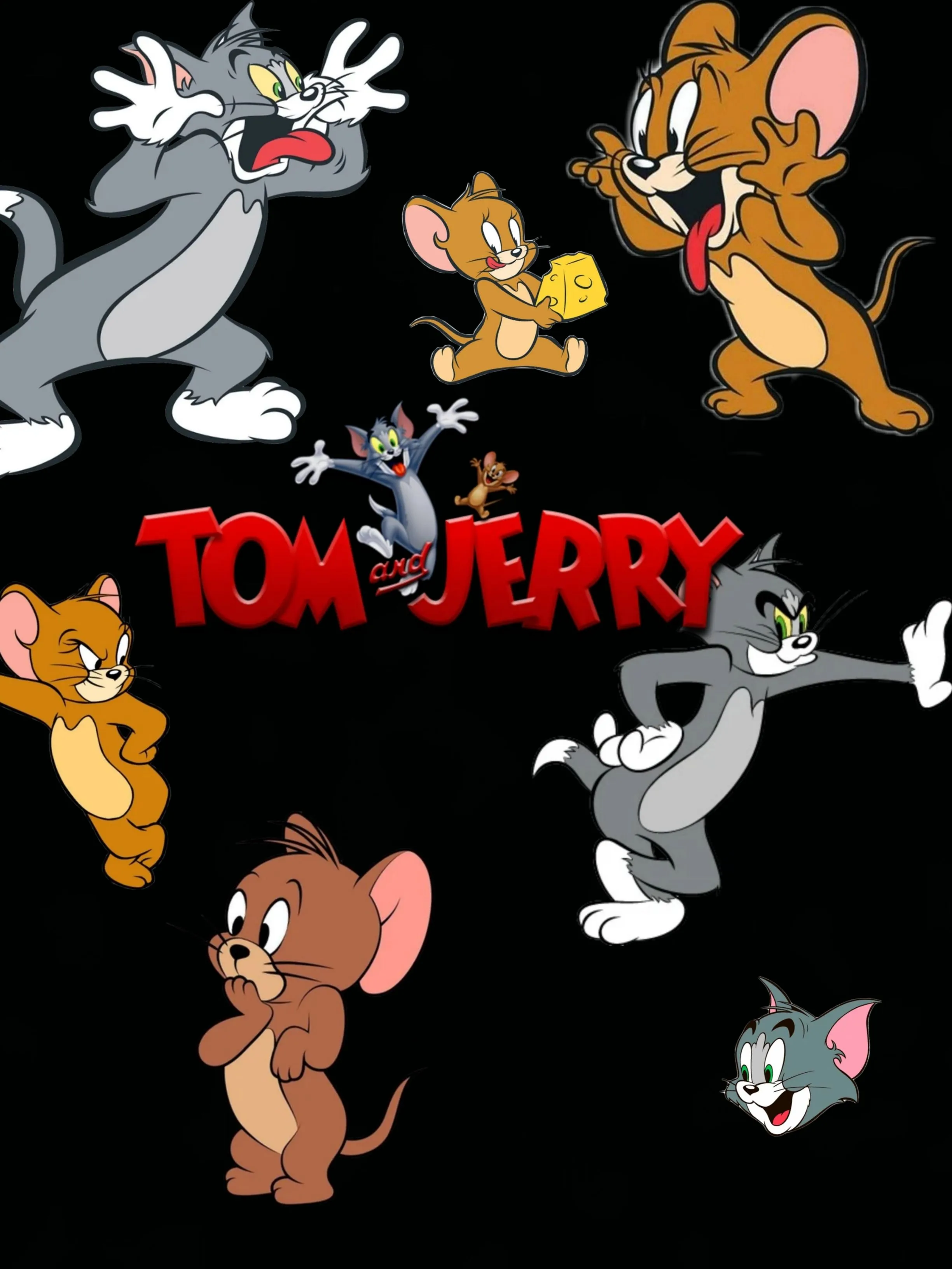 Tom and Jerry Peeking Out in Black Background with Style