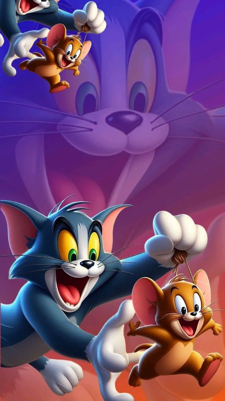 Tom and Jerry Playing Inside Purple Room Full of Light