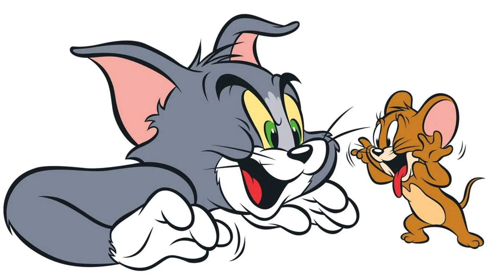 Tom and Jerry Playing Together with White Background