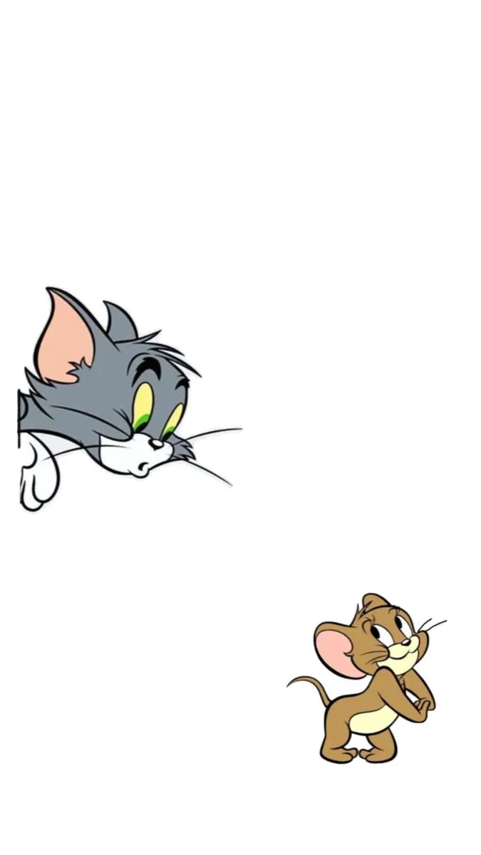 Tom and Jerry running in opposite directions on white