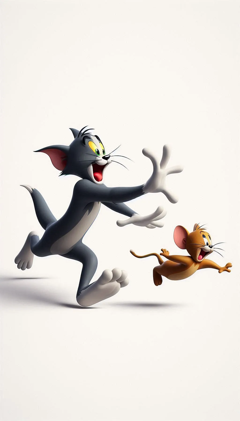 Tom and Jerry Running on White Background in Cartoon Style