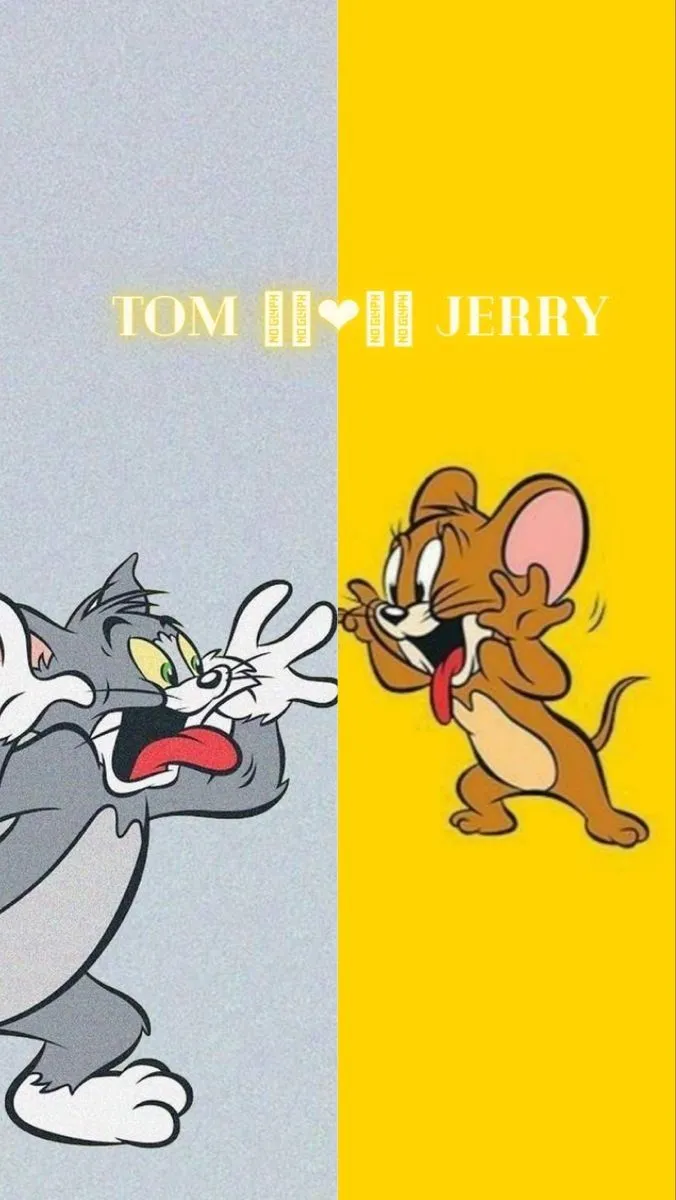 Tom and Jerry Running Past a Yellow and Gray Vertical Split