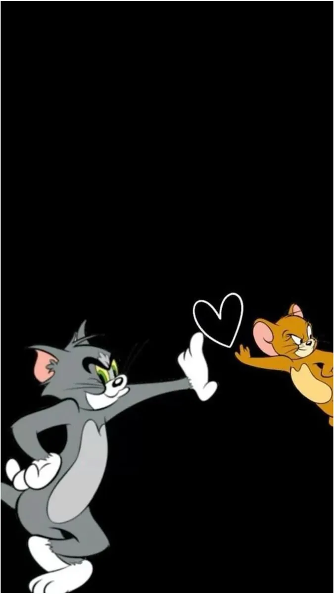 Tom and Jerry running together on black background