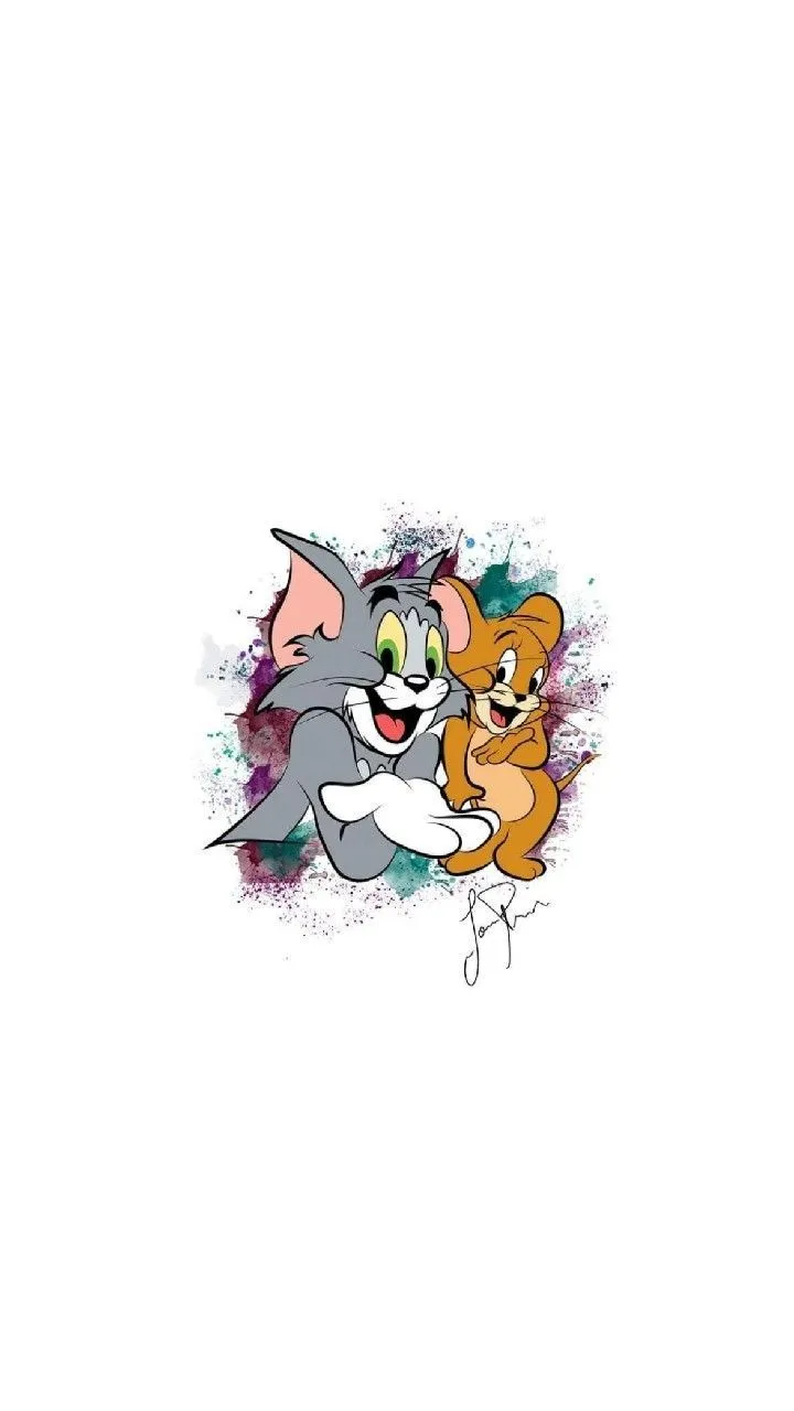 Tom and Jerry Showing Different Emotions on White wallpaper
