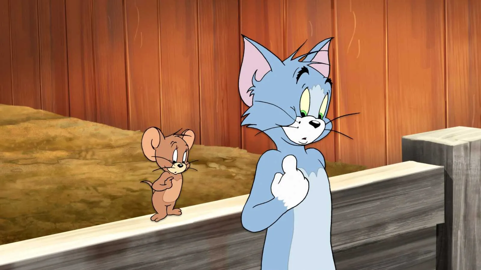 Tom and Jerry Sitting Together Inside a Cartoon Room Scene