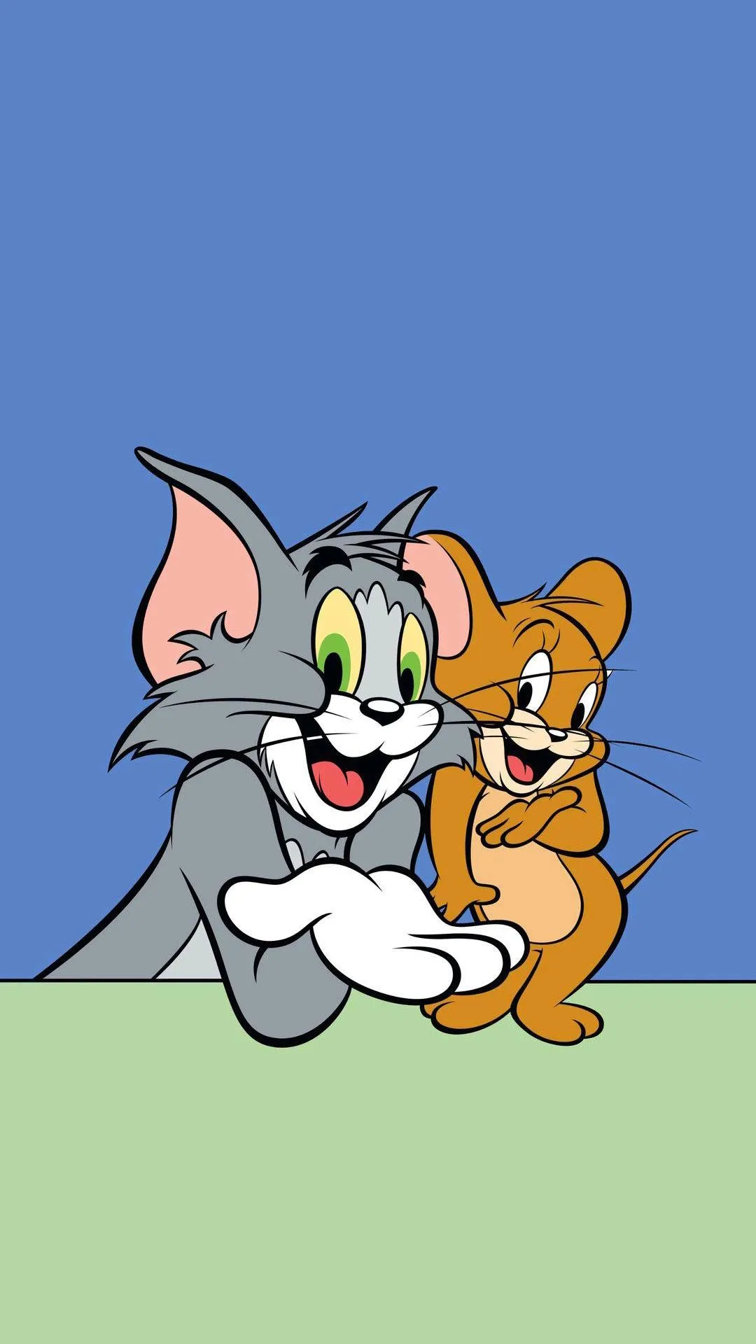 Tom and Jerry Standing on Grass Field Smiling Happily