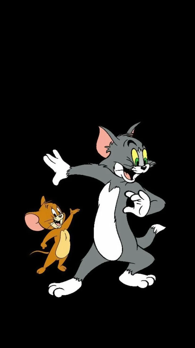 Tom and Jerry Standing Together with Black Background