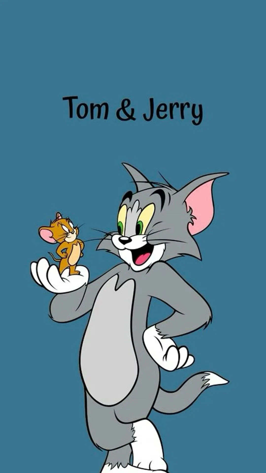 Tom and Jerry Standing Together with Blue Background