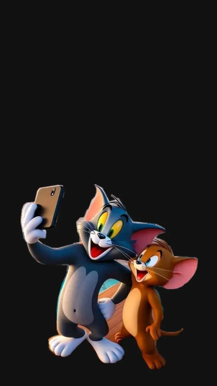 Tom and Jerry Taking a Fun Selfie Together free wallpaper
