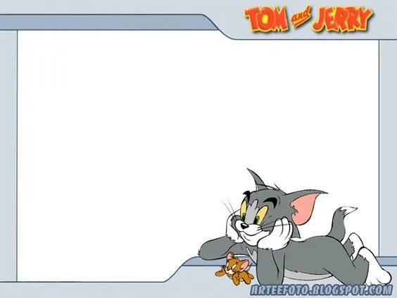 Tom and Jerry with blank frame for notes or messages