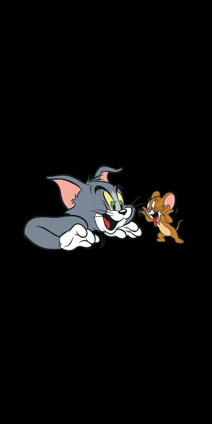 Tom chasing Jerry on a black background free wallpaper