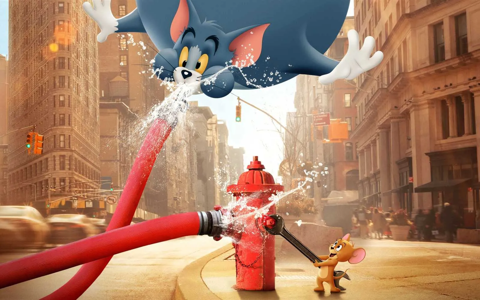 Tom Chasing Jerry on a City Street free HD wallpaper