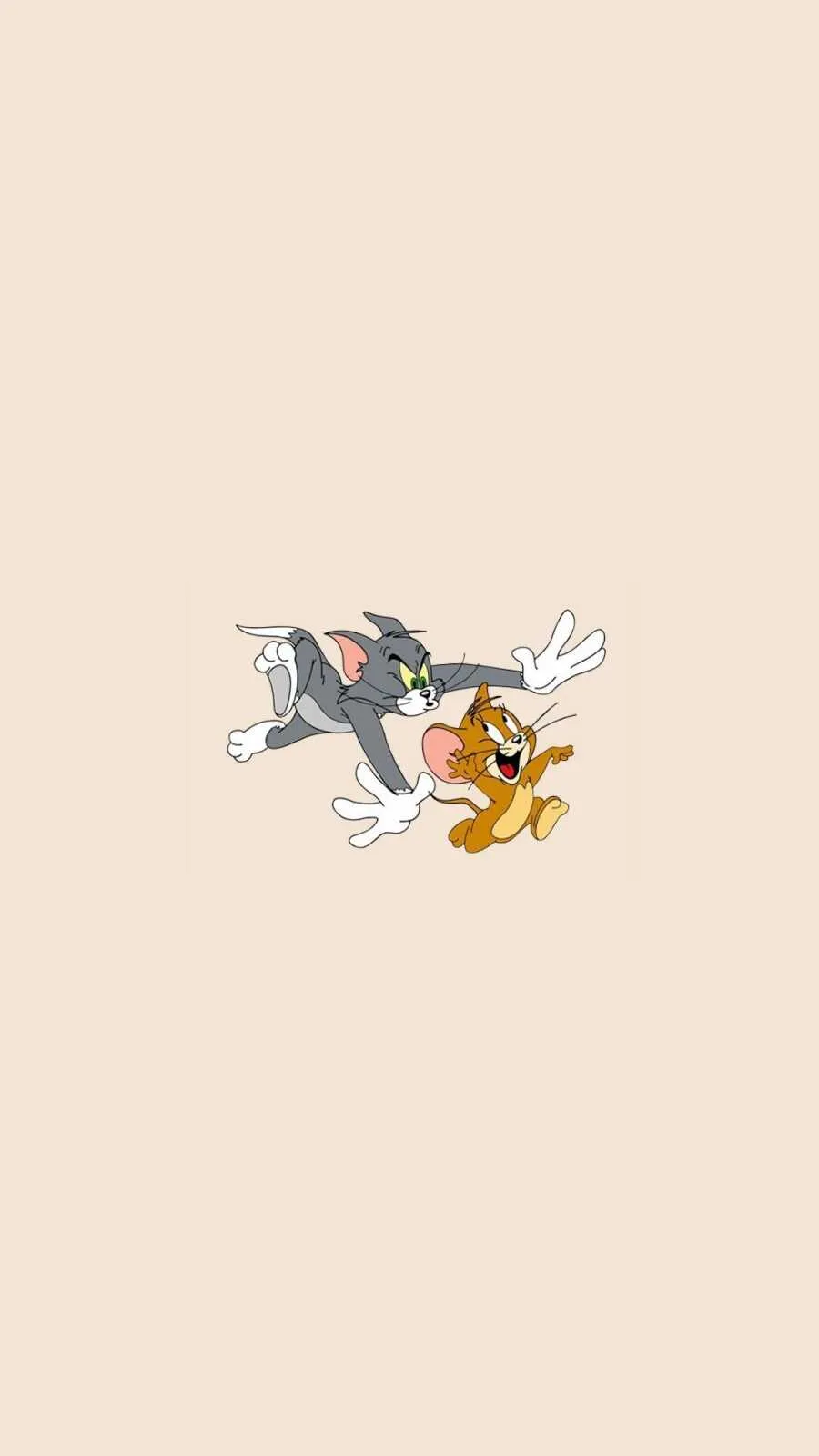 Tom chasing Jerry on a soft beige background wallpaper