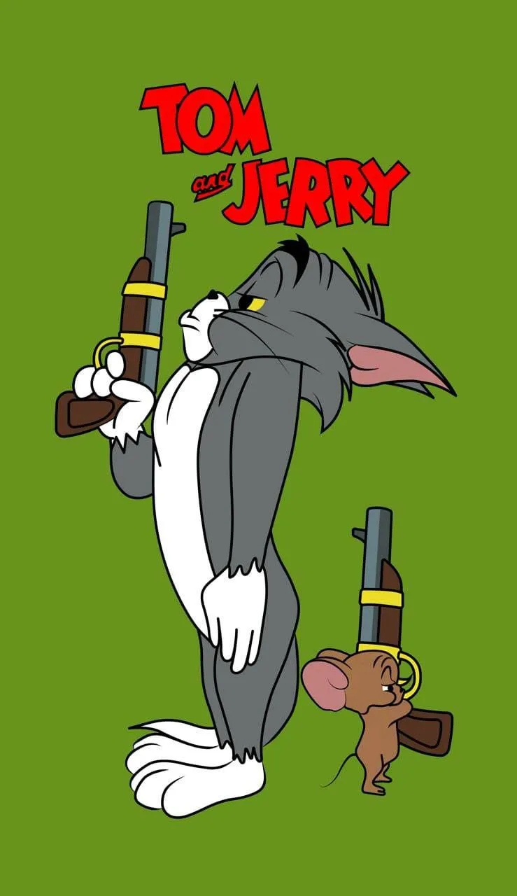 Tom chasing Jerry while running across green background