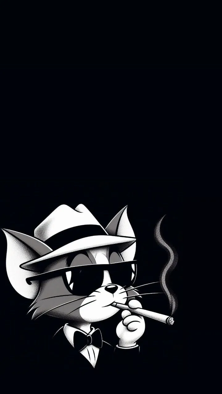 Tom dancing with Jerry in black and white cartoon style