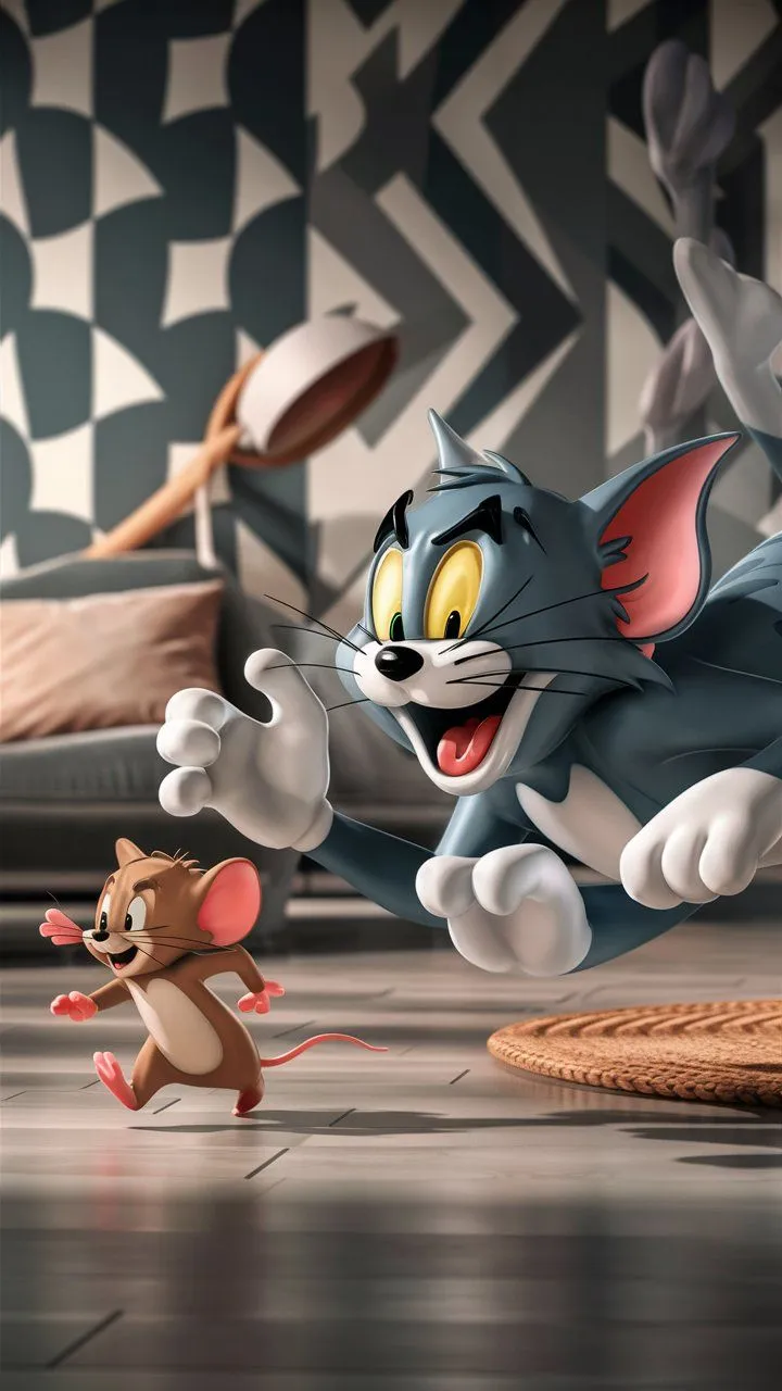 Tom Holding Jerry in a Gripping Scene Inside the House