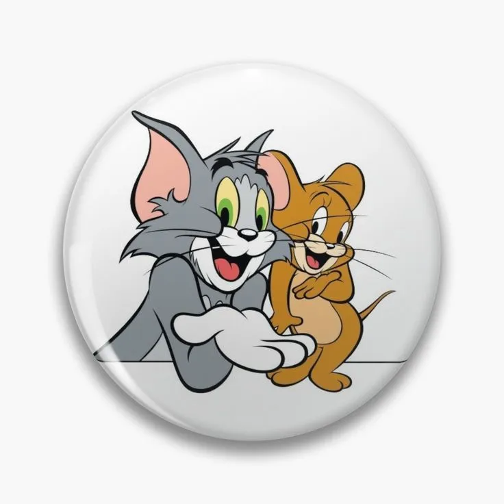 Tom holding Jerry on a circular grey background wallpaper