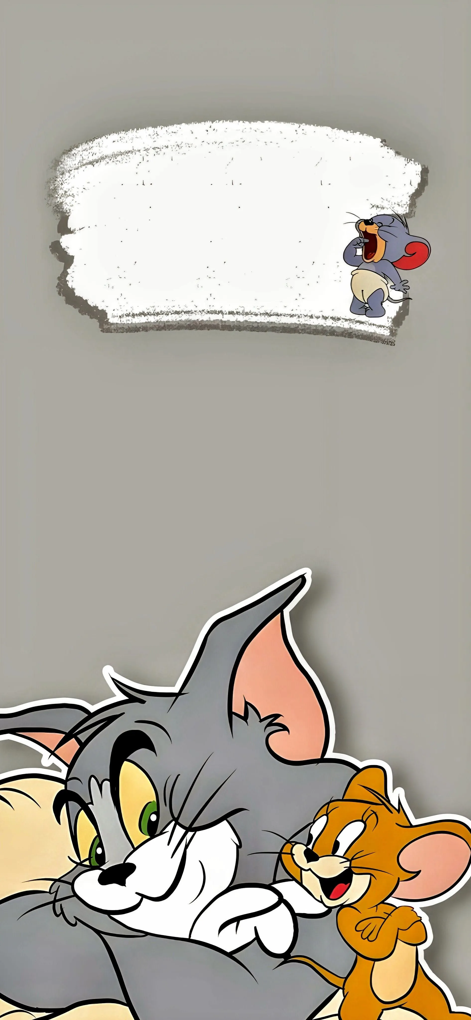Tom Holding Paint Brush While Jerry Escapes Cleverly