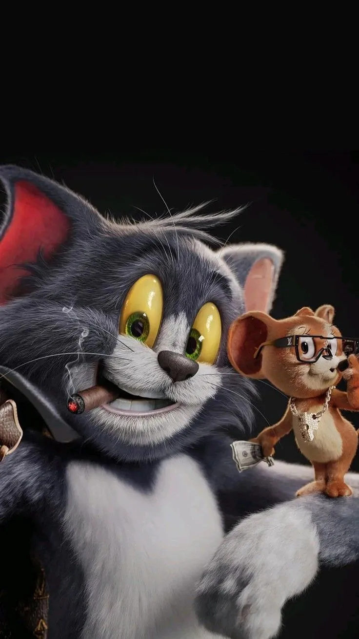 Tom Hugging Jerry Gently in Warm and Cozy Cartoon Style