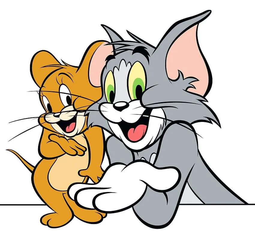 Tom Hugging Jerry with a Big Smile on a White Background