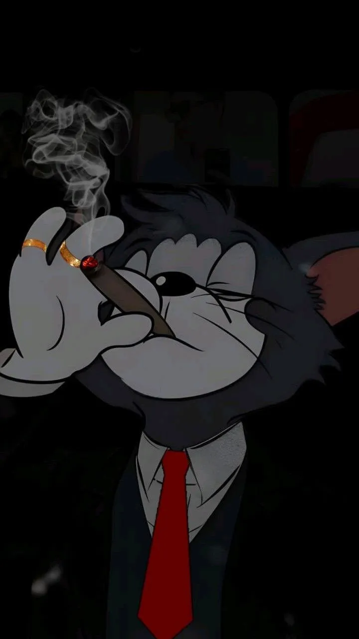 Tom in a suit with red tie standing next to Jerry wallpaper