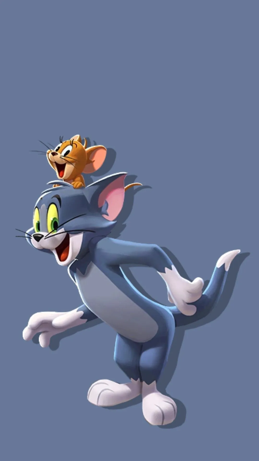 Tom in Happy Dance Pose on Gray Background Cartoon