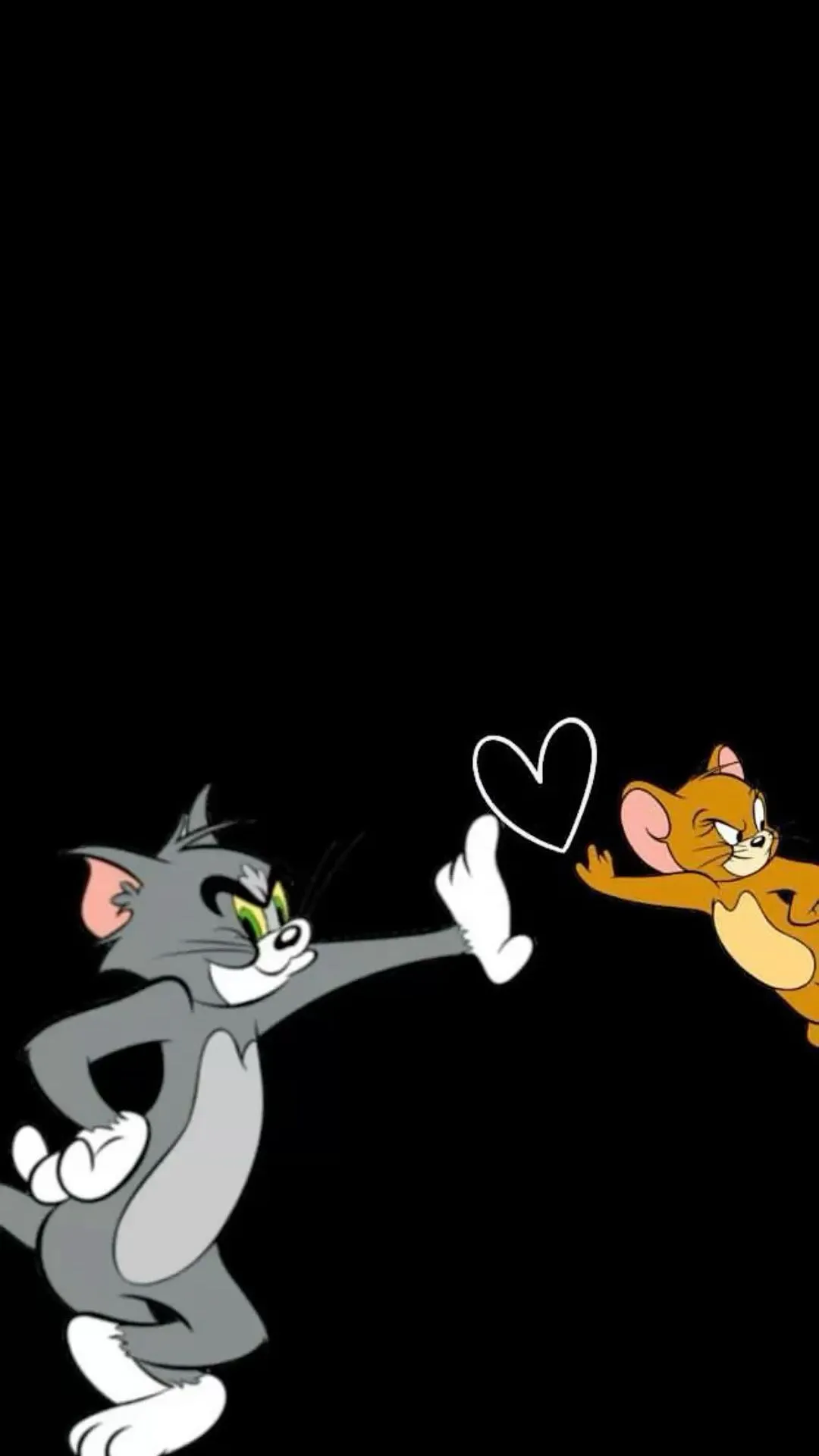 Tom leaning with arms crossed while Jerry stands nearby