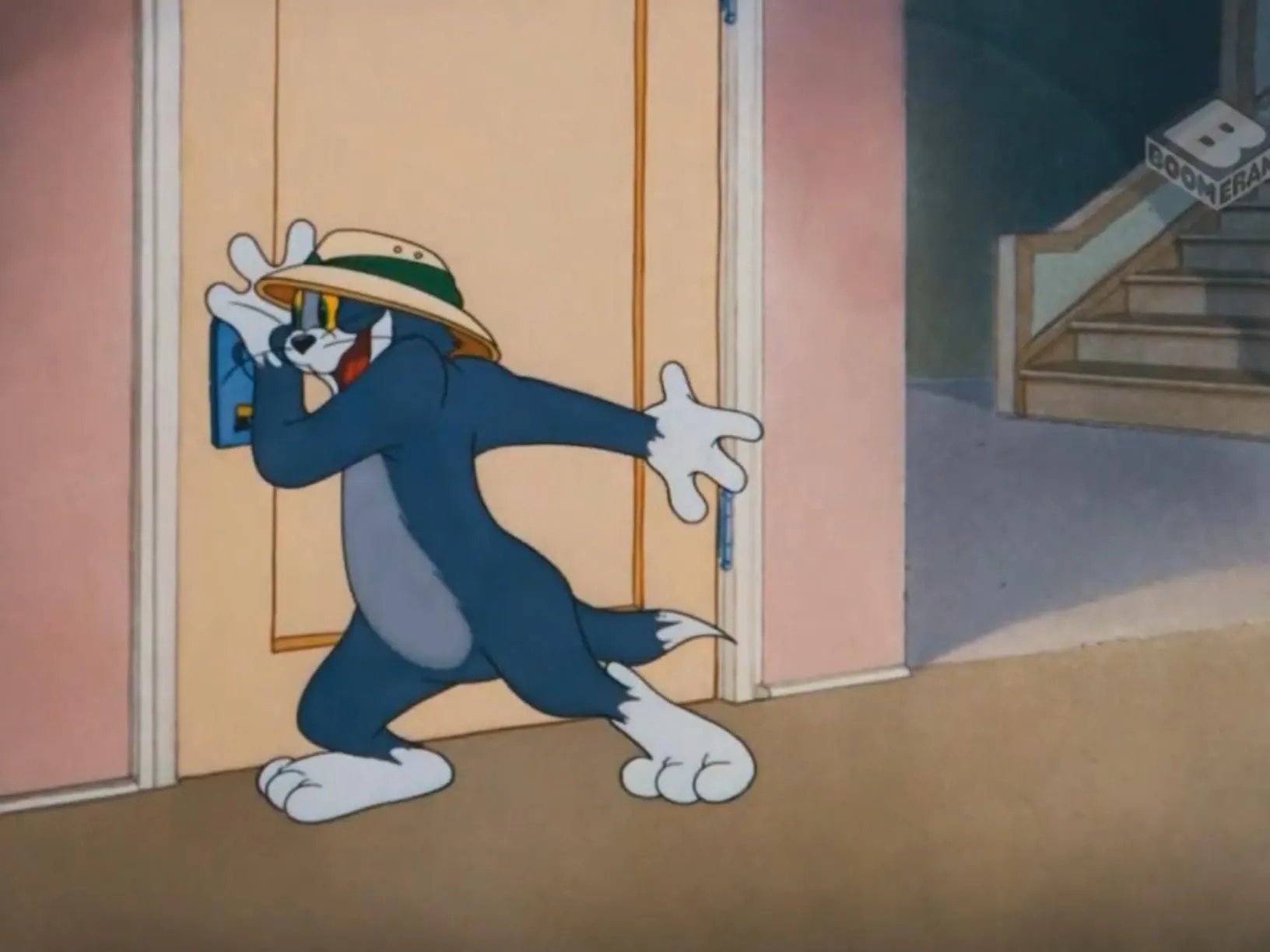 Tom Mouse Walking with a Happy Expression in a Cartoon